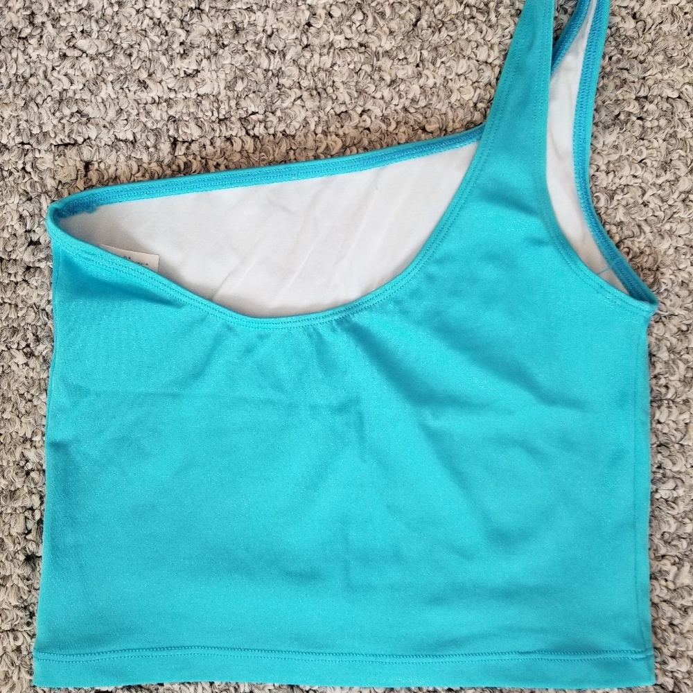 Dancer Danskin turquoise shimmer Dance crop top - Picture 2 of 5